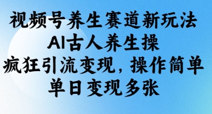 视频号养生赛道新玩法，AI古人养生操，疯狂引流变现，操作简单，单日变现多张-润泽资源库