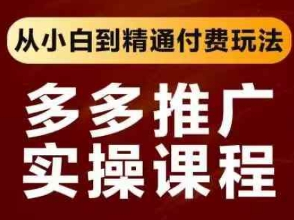 拼多多推广实操课程，从小白到精通付费玩法-润泽资源库