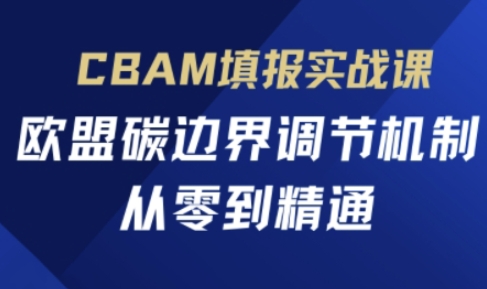 CBAM填报实战课，欧盟碳边界调节机制，从零到精通-润泽资源库