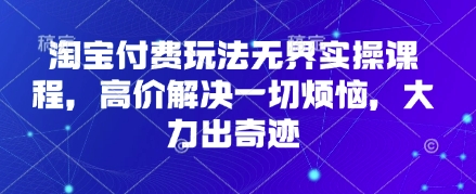 淘宝付费玩法无界实操课程，高价解决一切烦恼，大力出奇迹-润泽资源库