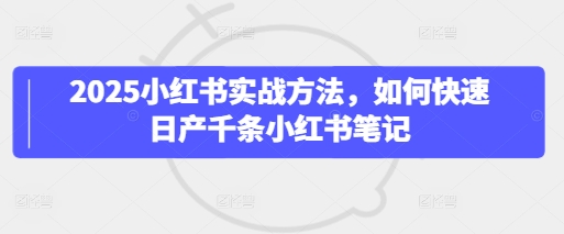 2025小红书实战方法，如何快速日产千条小红书笔记-润泽资源库