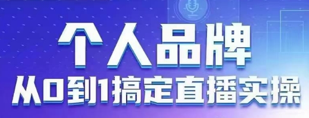 个人品牌：从0到1搞定直播实操，用直播为你的个人品牌赋能，六大实操板块，放大个人影响力-润泽资源库