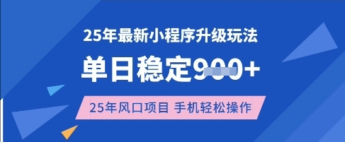 25年3月最新小程序升级玩法，单日稳定收益数张，风口项目，一个手机轻松操作【揭秘】-润泽资源库
