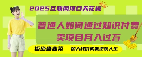 2025互联网项目天花板，普通人如何通过知识付费卖项目月入过W，拒绝当韭菜【揭秘】-润泽资源库