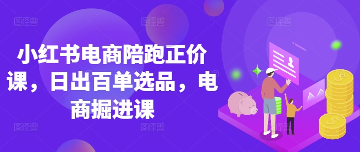 小红书电商陪跑正价课，小红书官方认证电商讲师教学，日出百单选品，电商掘进课-润泽资源库