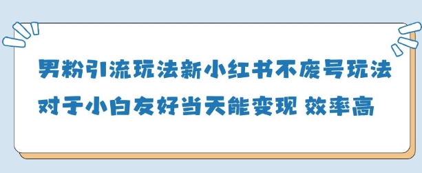 男粉引流玩法(新)，玩法友好做的好当天就能变现-润泽资源库