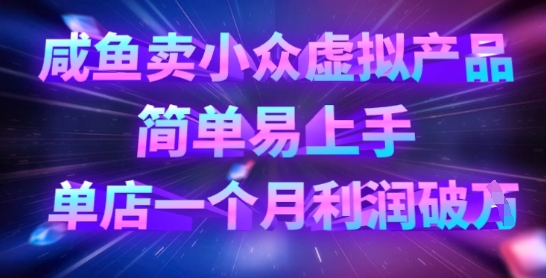咸鱼卖小众虚拟产品，简单易上手，单店一个月利润破W-润泽资源库