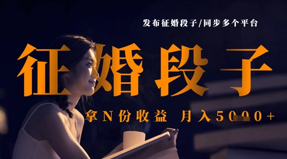 发布征婚段子，同步多个平台，拿N份收益，月入5k-润泽资源库