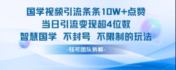 国学视频引流条条10W+点赞当日引流变现超4位数-润泽资源库
