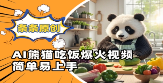 Ai熊猫吃饭爆火视频，条条原创，简单易上手-润泽资源库