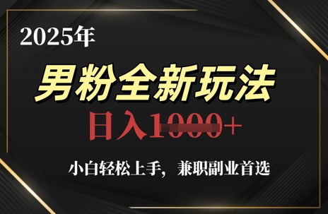 2025年男粉全新玩法，小白轻松上手，兼职副业首选，轻轻松松日入1k+-润泽资源库