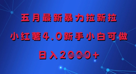 五月最新暴力拉新拉，小红薯4.0新手小白可做，日入多张-润泽资源库