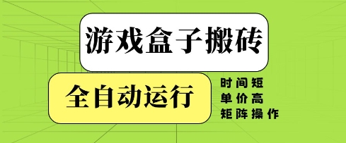 游戏盒子搬砖，全自动运行，无需人工，时间短、单价高、矩阵操作【揭秘】-润泽资源库