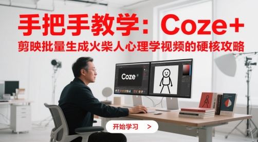 手把手教学：Coze + 剪映批量生成火柴人心理学视频的硬核攻略-润泽资源库