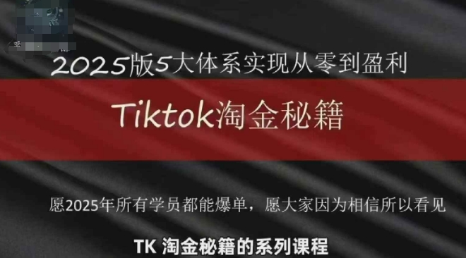 TikTok跨境2025淘金秘籍，​2025TikTok从0到盈利变现-润泽资源库