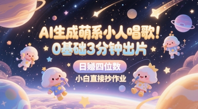 AI生成萌系小人唱歌，0基础3分钟出片，28个作品涨粉8.9W，单条最高19W赞，日入四位数，小白直接抄作业-润泽资源库