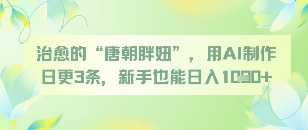 治愈的“唐朝胖妞”，用AI制作日更3条，新手也能日入多张-润泽资源库
