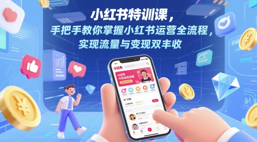 小红书特训课，手把手教你掌握小红书运营全流程，实现流量与变现双丰收-润泽资源库