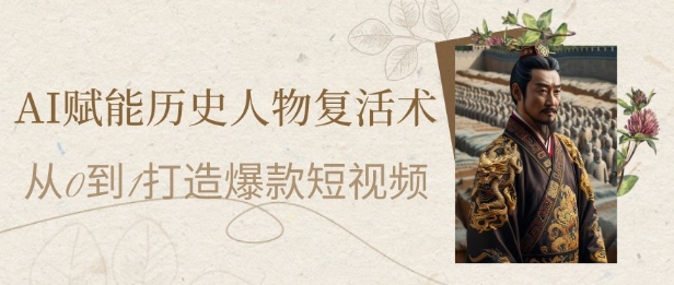 AI赋能历史人物复活术：从0到1打造爆款短视频，7天涨粉10W，小白也能月入过1W-润泽资源库