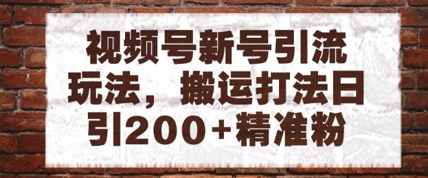 视频号新号引流玩法，搬运打法日引200+精准粉，可矩阵放大【揭秘】-润泽资源库