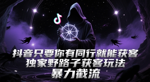 抖音只要你有同行就能获客，独家野路子获客玩法，暴力截流【揭秘】-润泽资源库