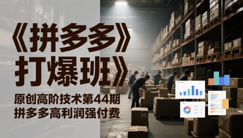 《拼多多打爆班》原创高阶技术第44期，拼多多高利润强付费-润泽资源库