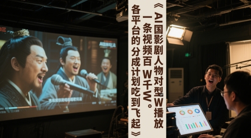 AI三国影视剧人物对口型唱歌玩法，一条视频百W千W播放，各平台的分成计划吃到飞起-润泽资源库