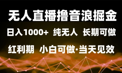 无人直播撸音浪掘金，日入1k+，纯无人红利期，小白可做，当天见效【揭秘】-润泽资源库