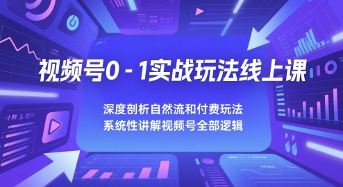 视频号0-1实战玩法线上课，深度剖析自然流和付费玩法，统性讲解视频号全部逻辑-润泽资源库
