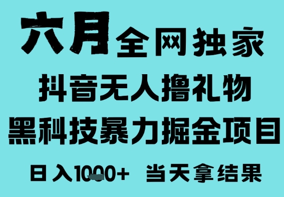 25年6月高爆抖音无人直播最新撸音浪掘金项目，门槛低小白可做，无脑日入1k，可矩阵放大【揭秘】-润泽资源库