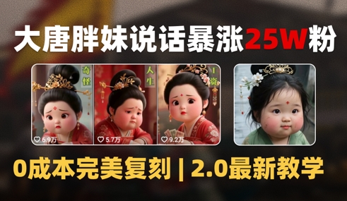 AI大唐胖贵妃说话2.0，40条视频暴涨40w粉，附独家变现攻略-润泽资源库