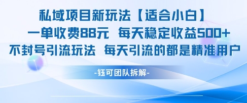 私域项目新玩法【适合小白】 一单收费88.每天稳定收益几张-润泽资源库