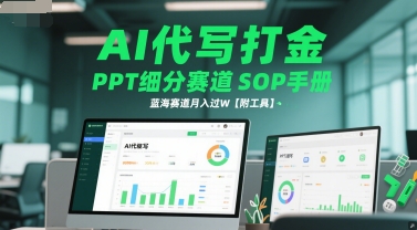 AI代写打金，PPT细分赛道SOP手册，蓝海赛道月入过W【附工具】-润泽资源库