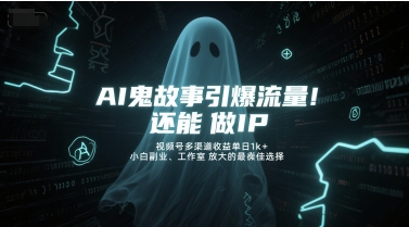 AI鬼故事引爆流量，还能做IP，视频号多渠道收益单日1k+，小白副业、工作室放大的最佳选择-润泽资源库