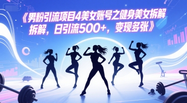 男粉引流项目4美女账号之健身美女拆解，日引流500+，变现多张-润泽资源库