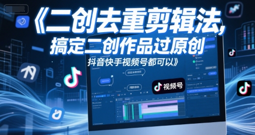 短视频二创去重剪辑法，搞定二创作品过原创，抖音快手视频号都可以-润泽资源库