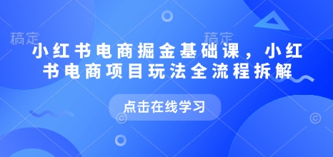小红书电商掘金课，小红书电商项目玩法全流程拆解（更新5月）-润泽资源库
