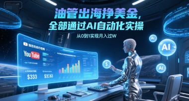 油管出海挣美金，全部通过AI自动化实操，从0到1实现月入过W-润泽资源库