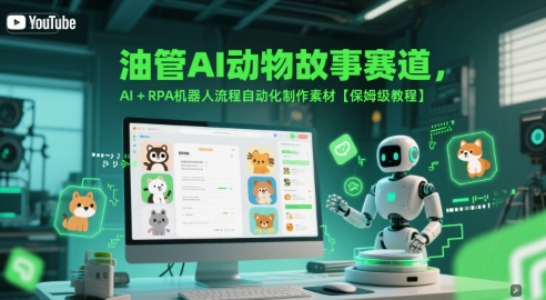 油管AI动物故事赛道，AI+RPA机器人流程自动化制作素材【保姆级教程】-润泽资源库