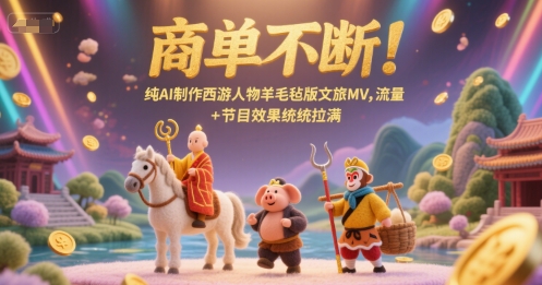 商单不断！纯AI制作西游人物羊毛毡版文旅MV，流量+节目效果统统拉满-润泽资源库