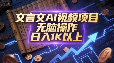 文言文AI视频项目，无脑操作，日入1K以上-润泽资源库