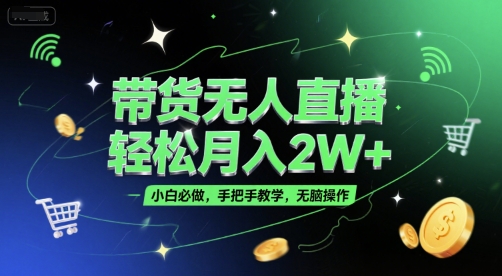 带货无人直播，轻松月入2W+，小白必做，手把手教学，无脑操作(附学习资料)-润泽资源库