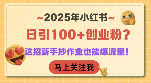 2025年小红书日引100+创业粉？这招新手抄作业也能爆流量！-润泽资源库