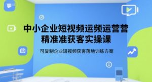 中小企业短视频运营精准获客实操课,可复制企业短视频获客落地训练方案-润泽资源库