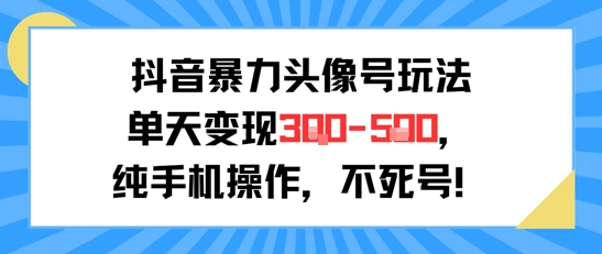 抖音暴力头像号玩法，单天变现3-5张纯手机操作，小白也能行-润泽资源库