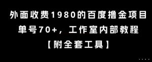 外面收费1980的百度撸金项目，单号70+，工作室内部教程【揭秘】-润泽资源库