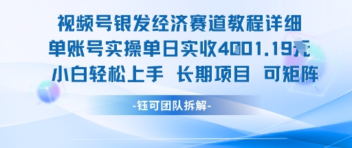 视频号银发经济赛道单账号实操单日实收1k+，小白轻松上手长期项目-润泽资源库