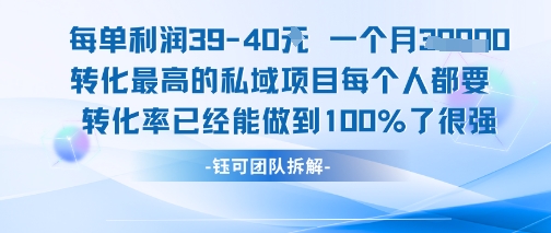 每单利润40一个月7k+转化最高的私域项目，每个人都要的产品转化率已经能做到100%-润泽资源库
