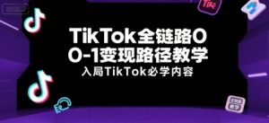 TikTok全链路0-1变现路径教学,入局TikTok必学内容-润泽资源库