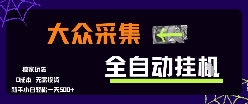 大众采集全自动玩法，新手小白轻松一天5张+，操作简单零成本【揭秘】-润泽资源库